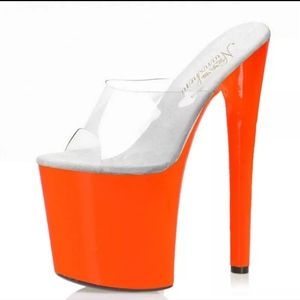 Florecent orange platform heels size 7